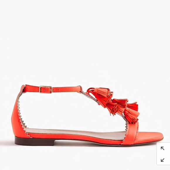 J. Crew Electric Red Tassel Sandals 7.5 - Picture 2 of 8